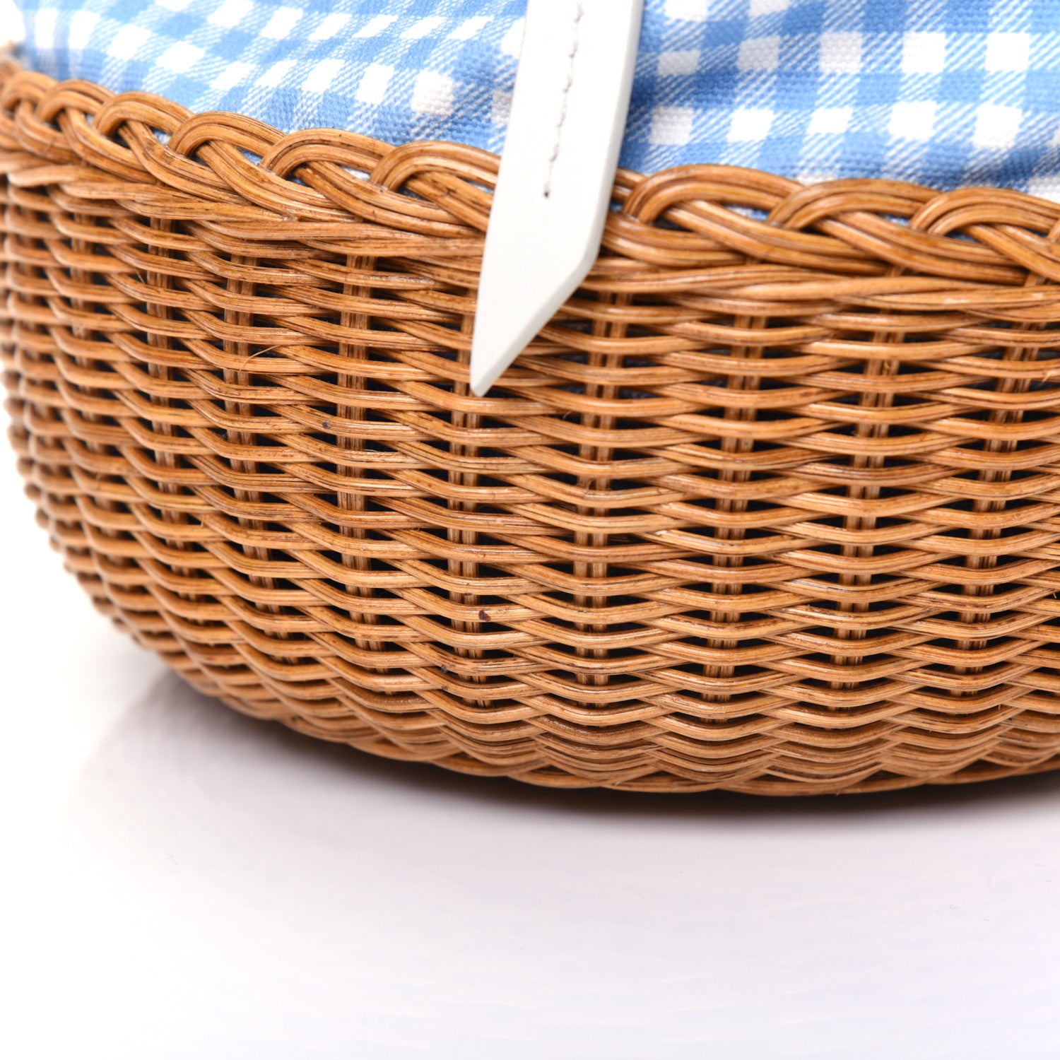 Miu Miu Canapa Vichy Wicker Gingham Basket Bag Celeste Miel 11 of 15