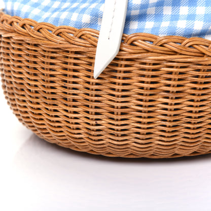 Miu Miu Canapa Vichy Wicker Gingham Basket Bag Celeste Miel 11 of 15