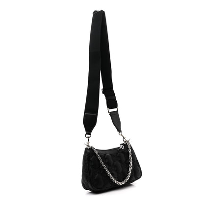 Gucci Nylon Calfskin Enamel GG Matelasse Chain Handbag Black 3 of 10