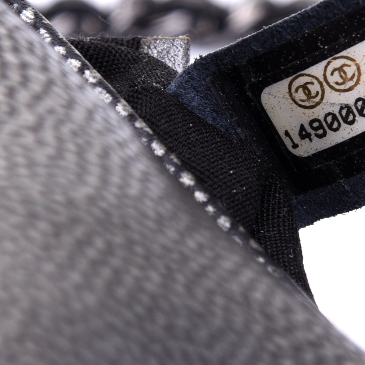 Metallic Caviar Half Moon Wallet On Chain WOC Dark Silver