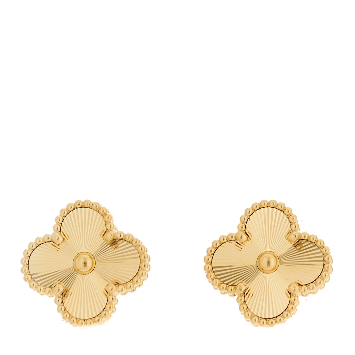 18K Yellow Gold Guilloche Vintage Alhambra Earrings