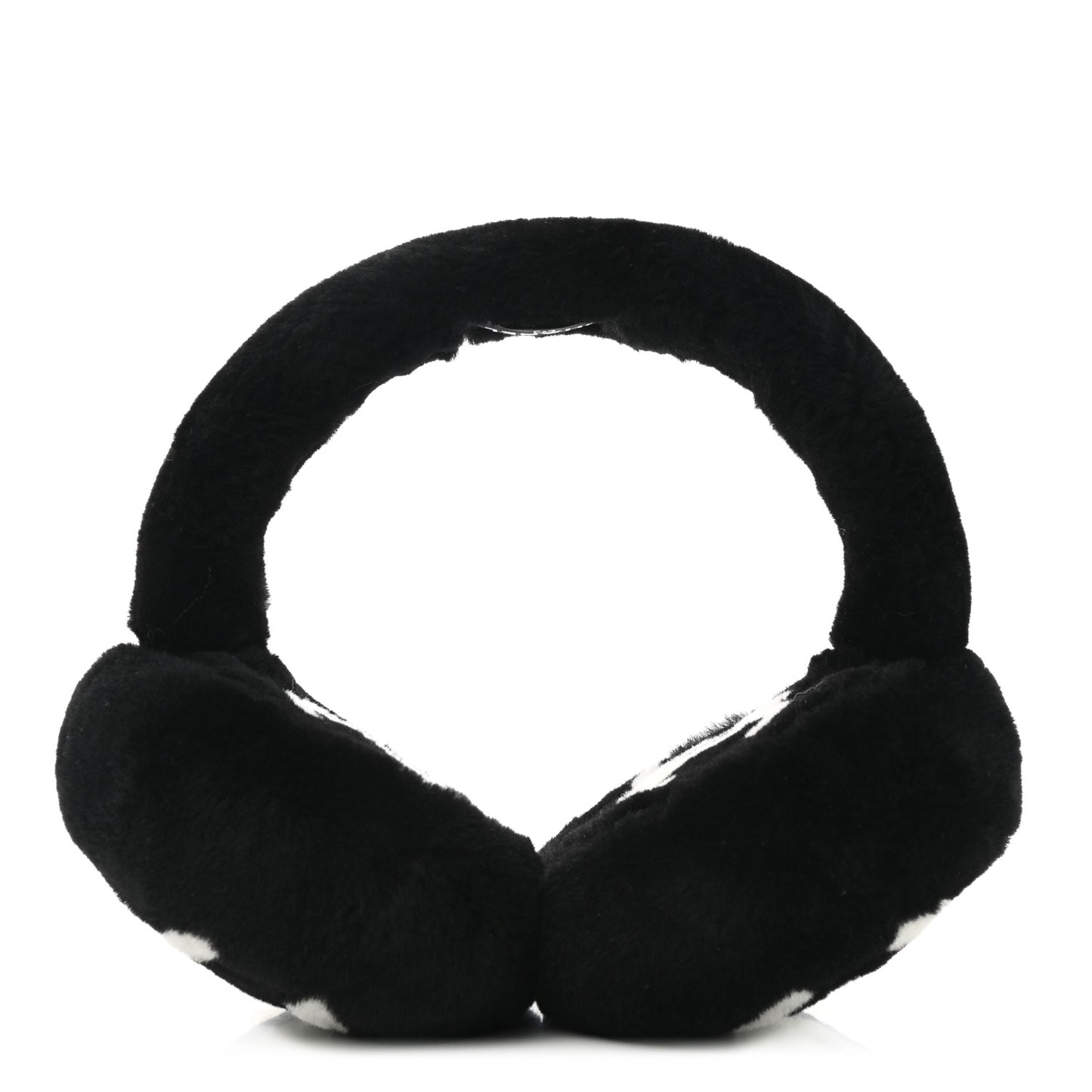 Shearling CC Ear Muffs Black White