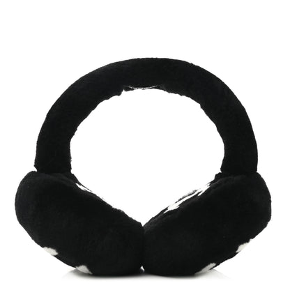 Chanel Shearling CC Ear Muffs Black White 1 of 6