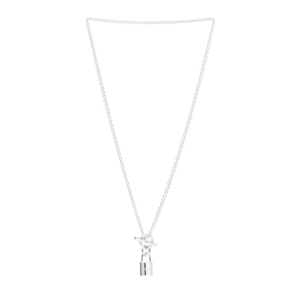 Hermes Sterling Silver Cadenas Kelly Lock Pendant Necklace 3 of 5