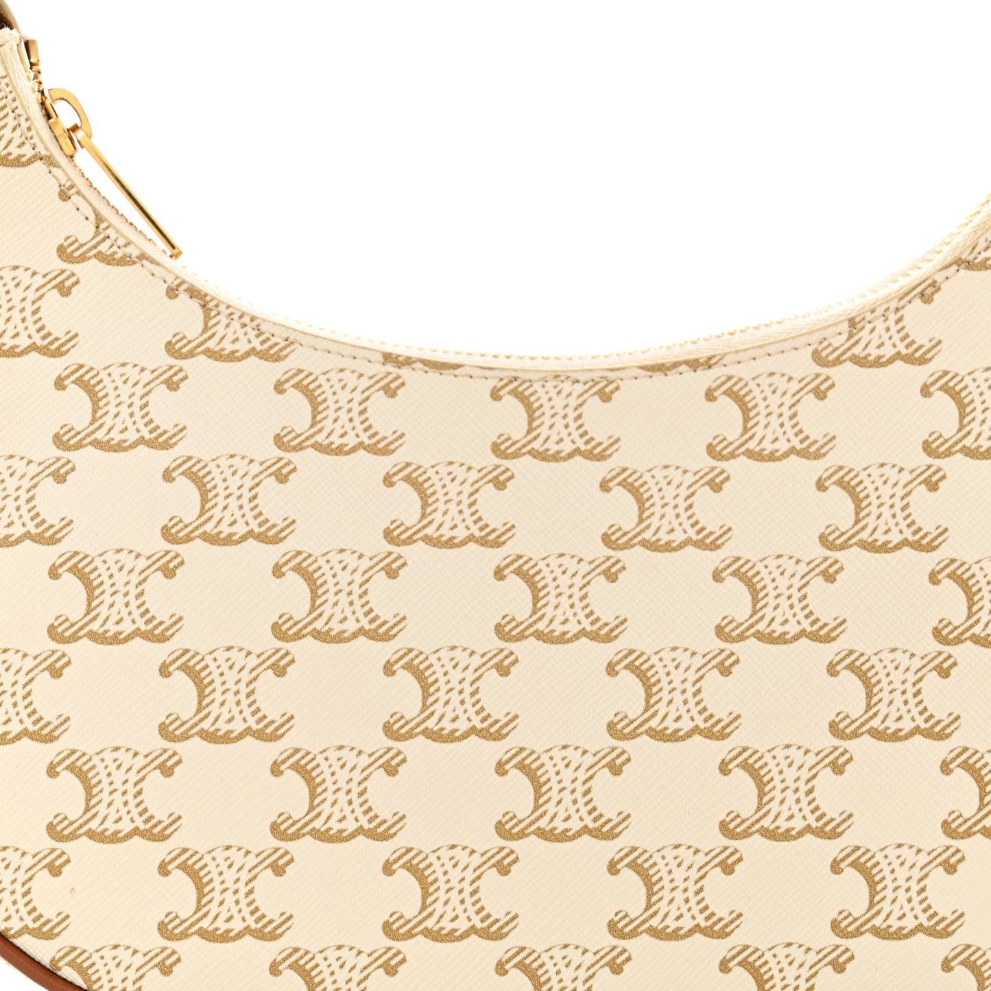 Canvas Calfskin Ava Triomphe Shoulder Bag White