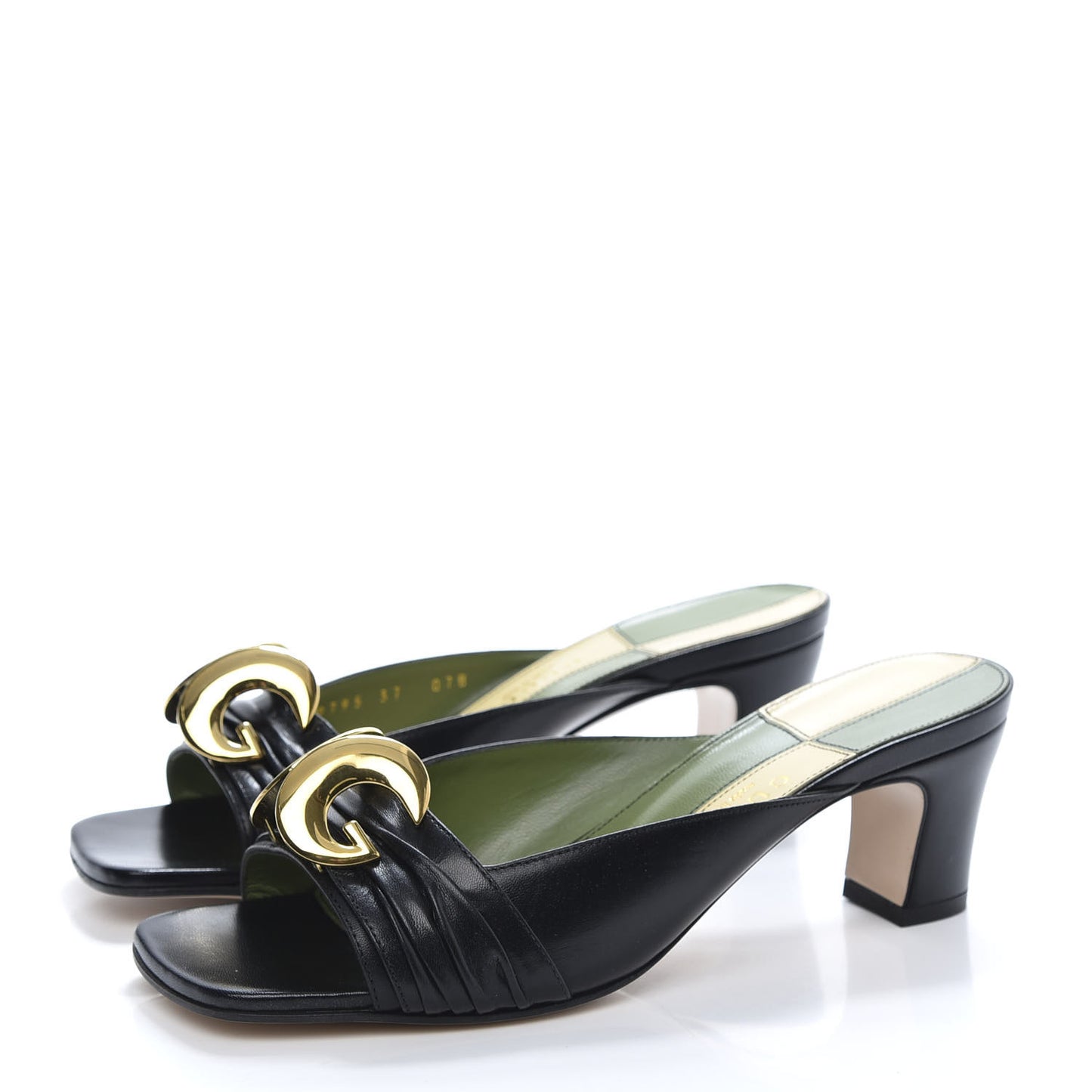 Malaga Kid Half Moon GG Square Toe Slide Sandals 37 Black