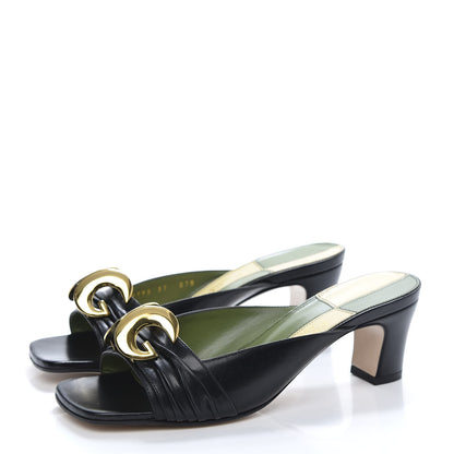 Gucci Malaga Kid Half Moon GG Square Toe Slide Sandals 37 Black 3 of 9