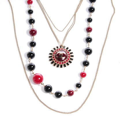 Chanel Beaded CC Pendant Strand Necklace Gold Multicolor 1 of 5