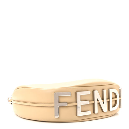 Fendi Vitello Grace Matte Metal Handle Medium Fendigraphy Hobo Bag Beige Amido 4 of 10