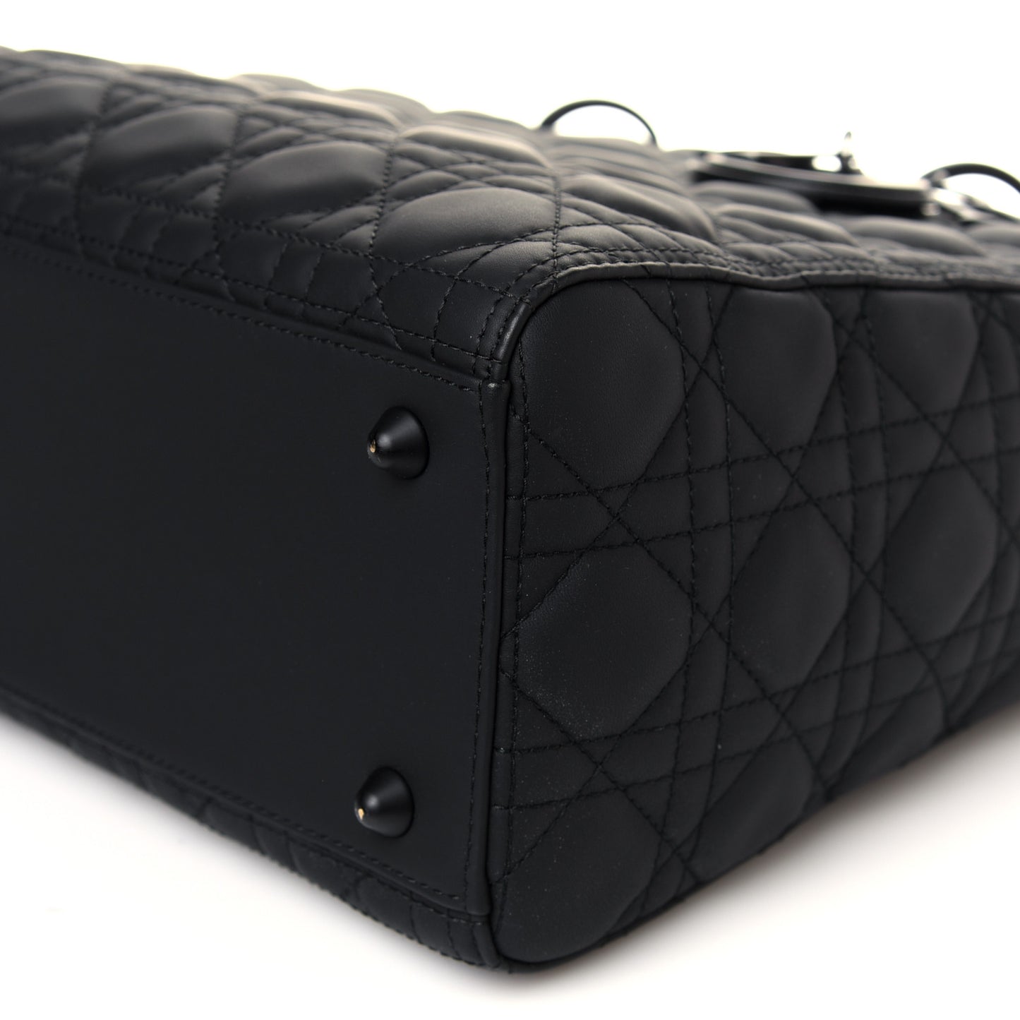 Ultra Matte Calfskin Cannage Large Lady Dior Black