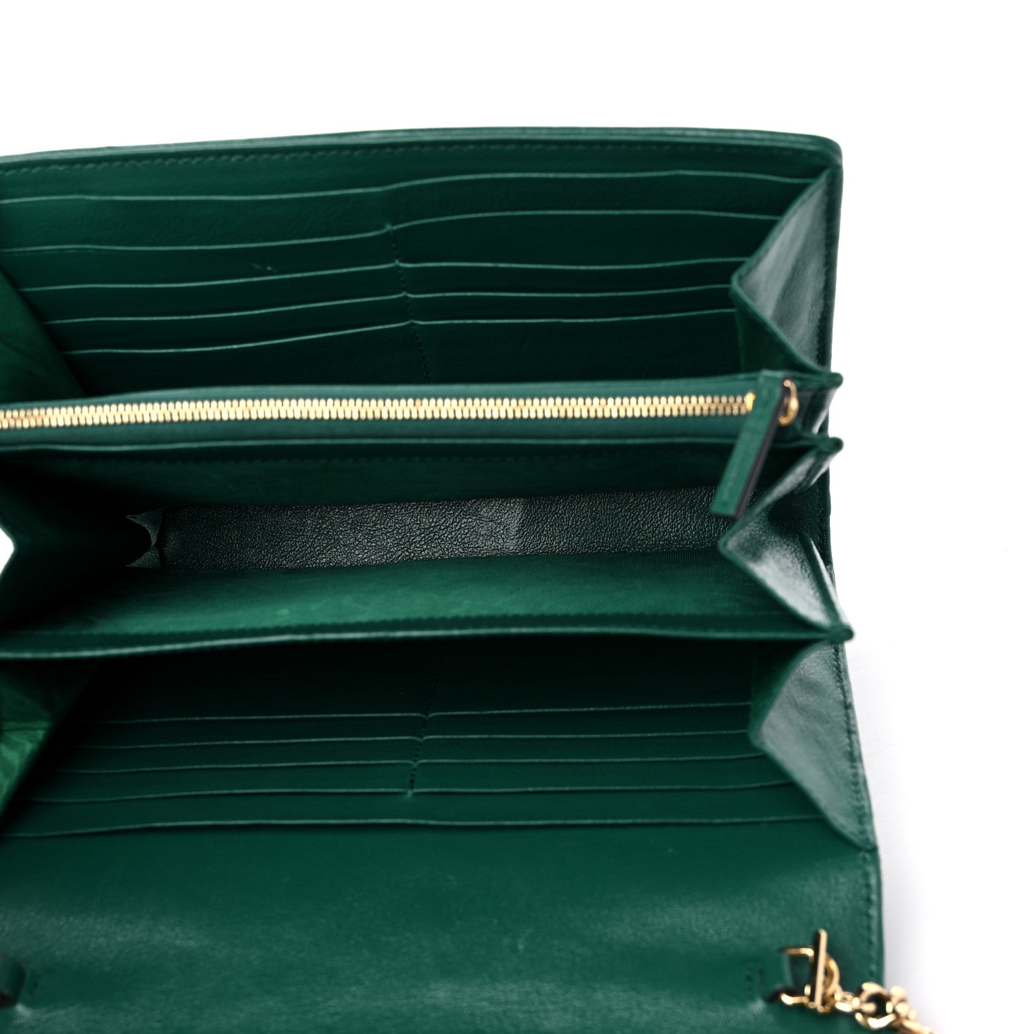 Gucci Azalea Calfskin Enamel Matelasse Diagonal Torchon GG Marmont Chain Wallet New Shamrock Emerald 5 of 13