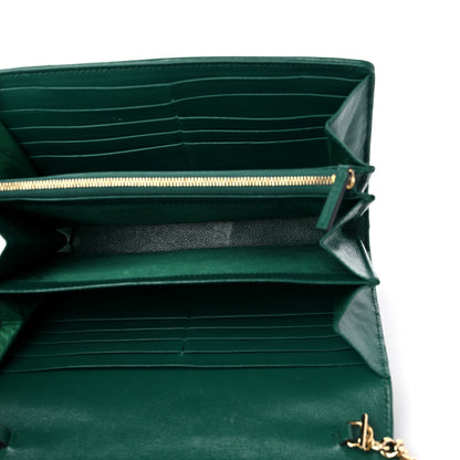 Gucci Azalea Calfskin Enamel Matelasse Diagonal Torchon GG Marmont Chain Wallet New Shamrock Emerald 5 of 13