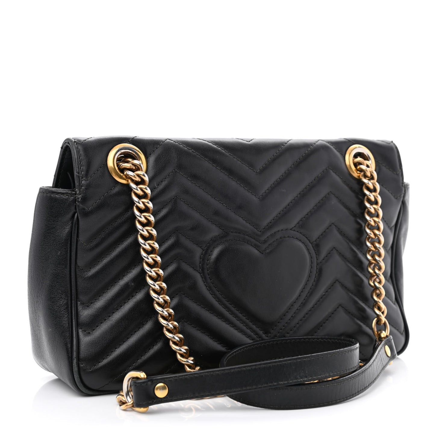 Calfskin Matelasse Small GG Marmont Shoulder Bag Black