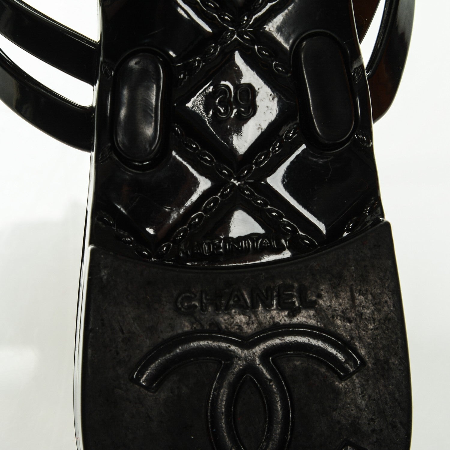 Chanel Jelly Camellia Thong Sandals 39 Black Ivory 6 of 7