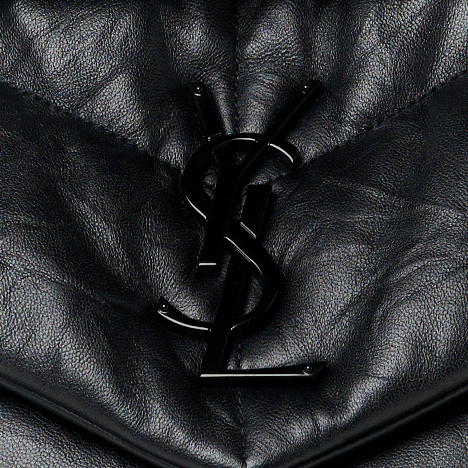 Saint Laurent Lambskin Quilted Monogram Monochrome Medium Loulou Puffer Chain Satchel Black 9 of 11