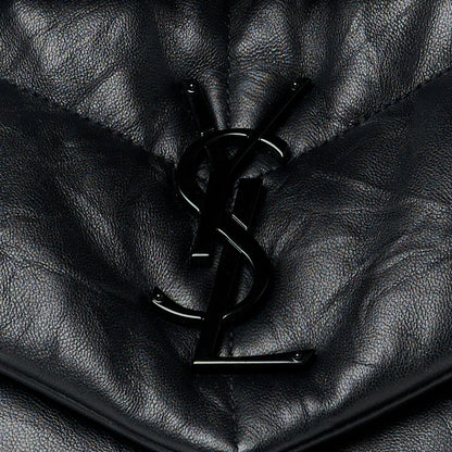 Saint Laurent Lambskin Quilted Monogram Monochrome Medium Loulou Puffer Chain Satchel Black 9 of 11