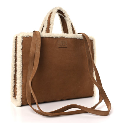 Telfar X UGG Suede Shearling Medium Shopping Bag Chestnut 3 of 8
