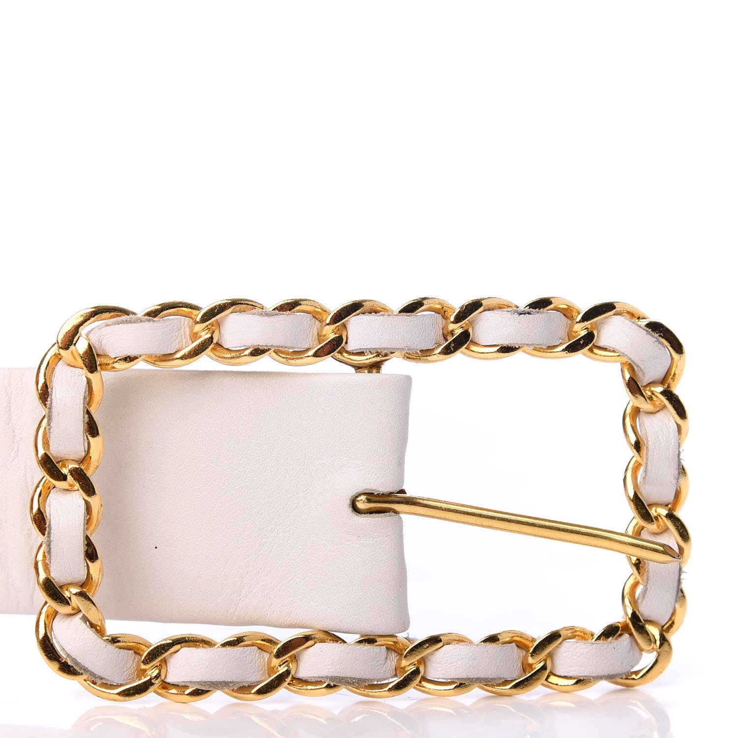 Chanel Lambskin Chain CC Belt 85 34 White 8 of 9