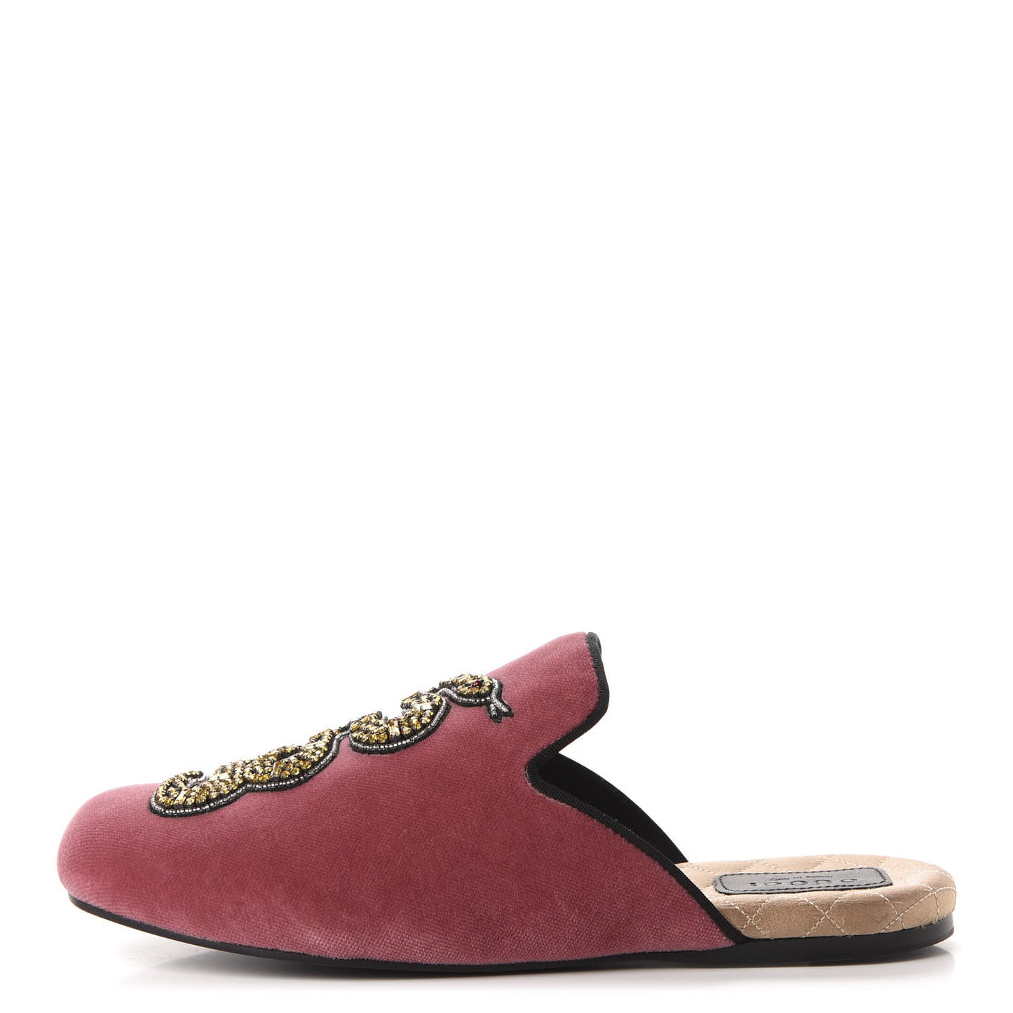 Velvet Crystal Snake Embroidered Womens Slippers Tibet Red