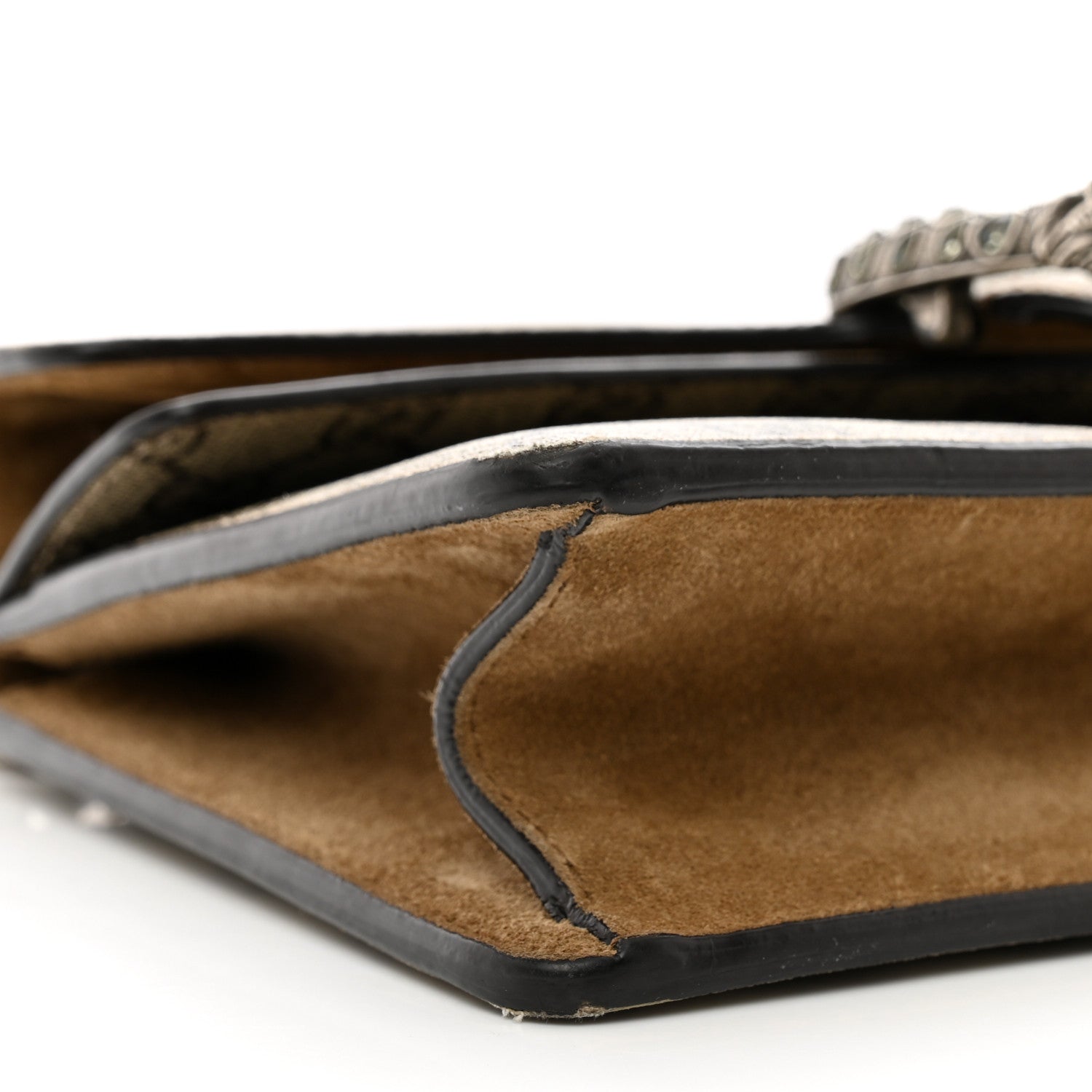 Gucci GG Supreme Monogram Suede Crystal Small Dionysus Shoulder Bag Beige Ebony Taupe 10 of 14
