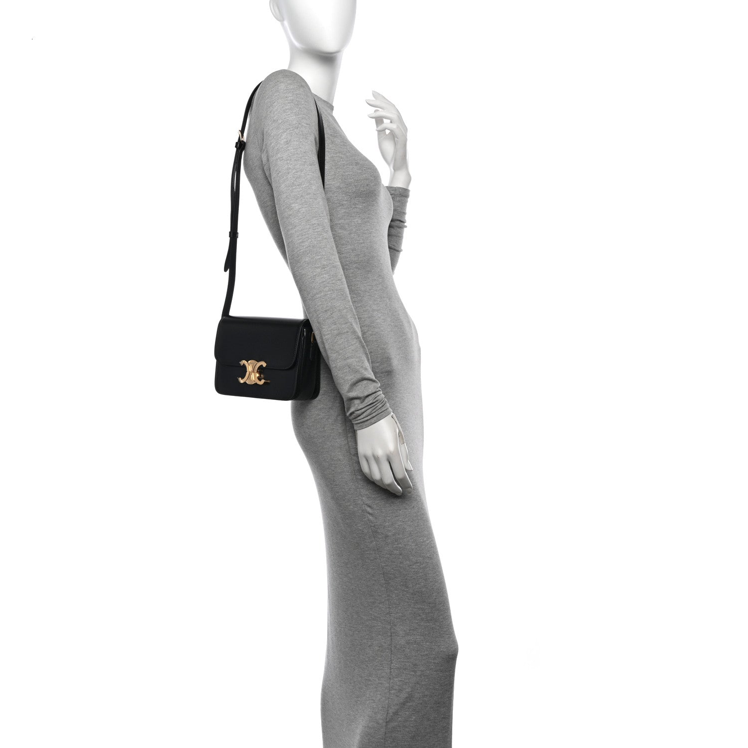 Celine Shiny Calfskin Teen Triomphe Black 2 of 10