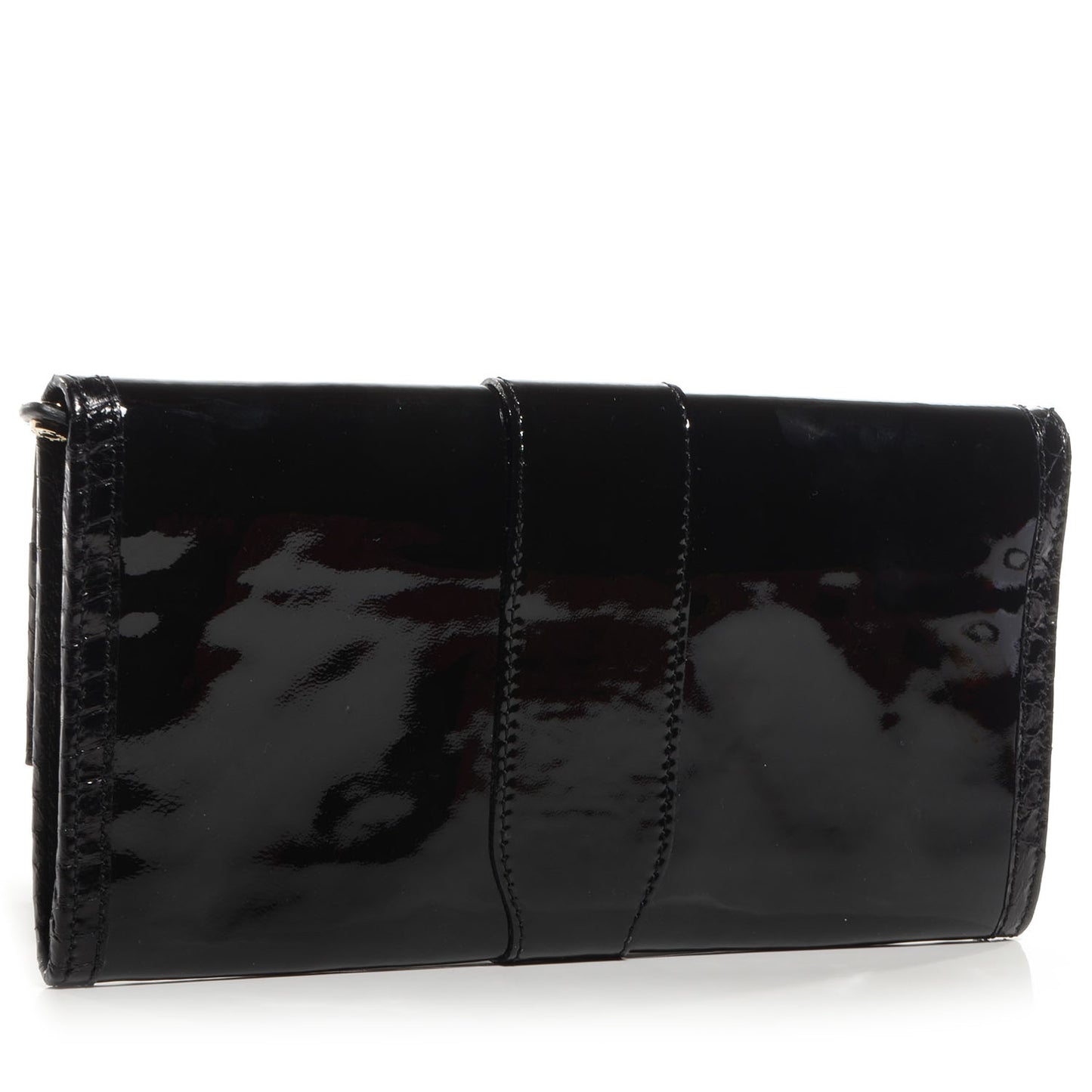 Patent Snake Embossed Ubai Clutch Black
