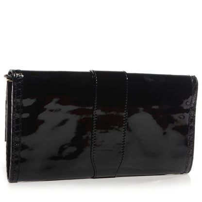 Jimmy Choo Patent Snake Embossed Ubai Clutch Black 3 of 8
