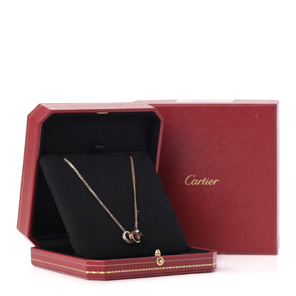 Cartier 18K Pink Gold Ceramic Diamond Three Ring LOVE Pendant Necklace 6 of 6