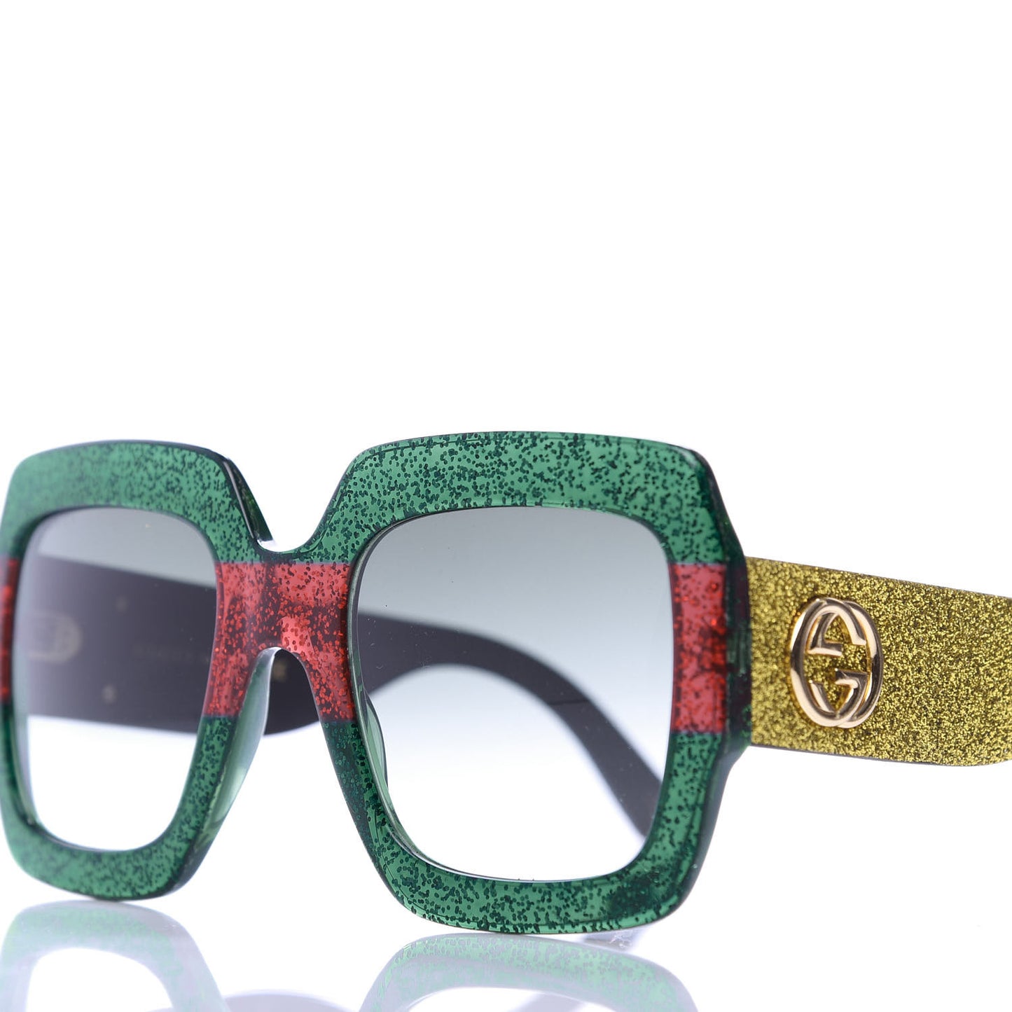 Square Frame GG0102S Sunglasses Glitter Red Black Green