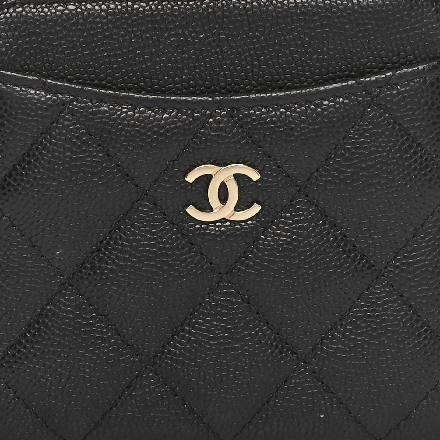 Caviar Quilted Zip Card Holder Wallet Black