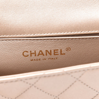 Chanel Metallic Lambskin Quilted Extra Mini V For Victory Flap Light Gold 6 of 13