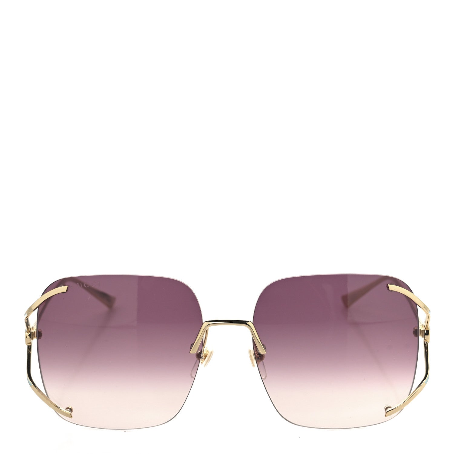 Gucci Metal Oversized Sunglasses GG0646S Gold Blue 2 of 8