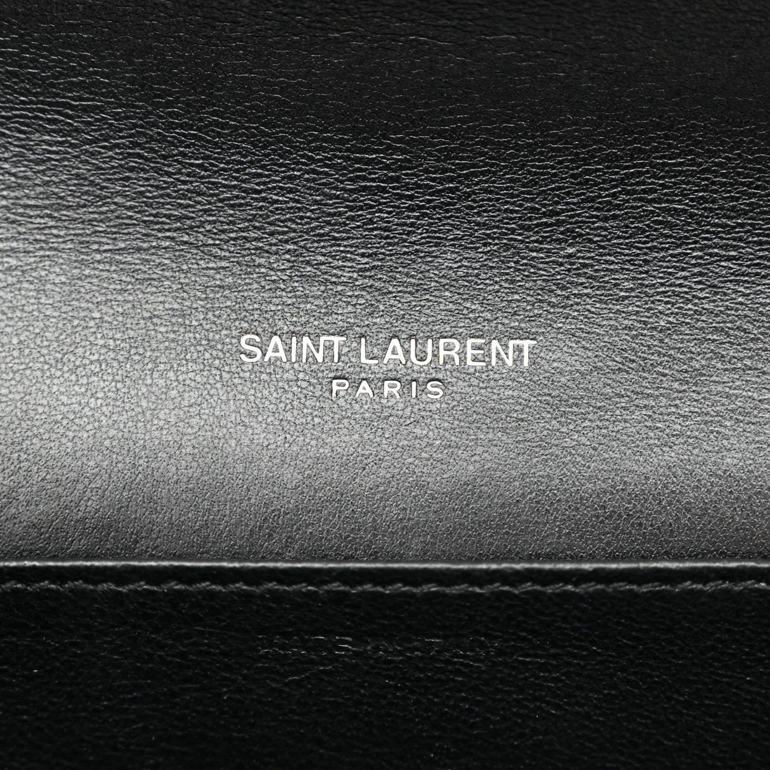 Saint Laurent Calfskin Crocodile Embossed Monogram Uptown Chain Wallet Black 6 of 12