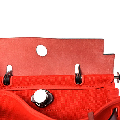 Hermes Vache Hunter Toile Herbag Zip 31 PM Capucine Rouge H 8 of 14