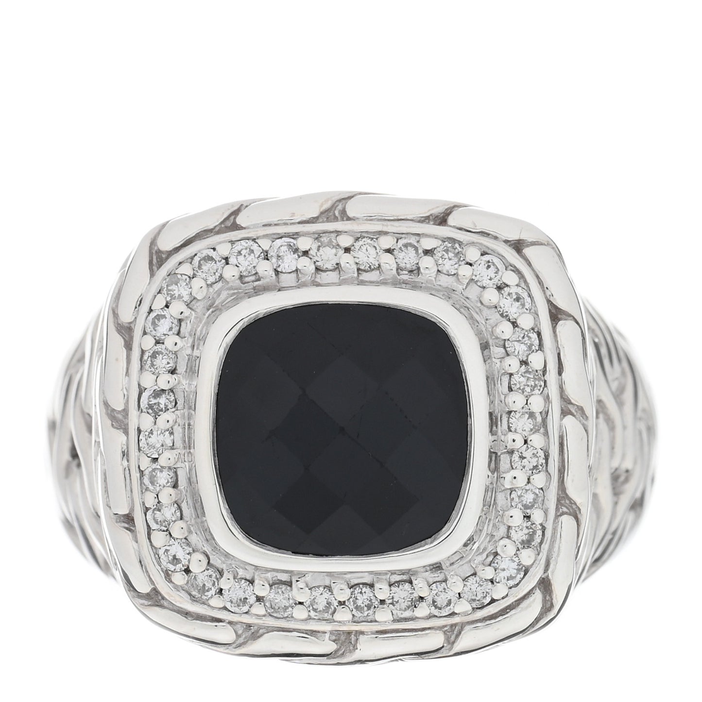 Sterling Silver Black Garnet Diamond Classic Chain Ring 52 6