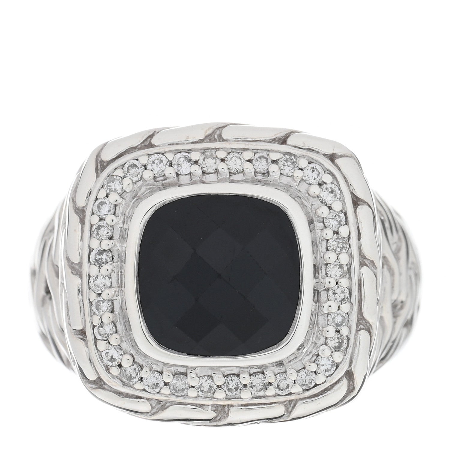 John Hardy Sterling Silver Black Garnet Diamond Classic Chain Ring 52 6 1 of 4