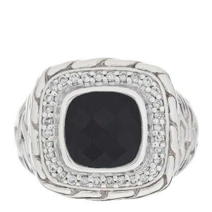 John Hardy Sterling Silver Black Garnet Diamond Classic Chain Ring 52 6 1 of 4