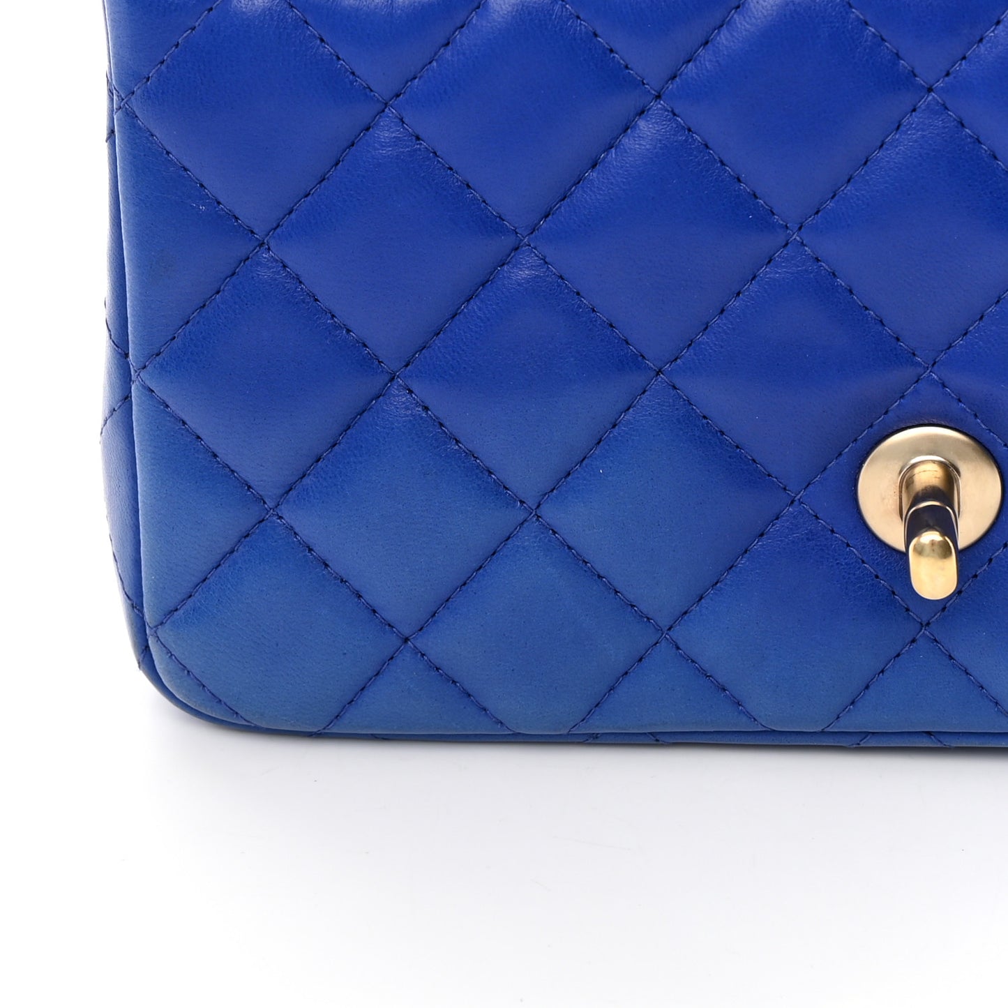 Lambskin Quilted Mini Rectangular Flap Blue