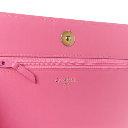 Chanel Caviar Quilted Boy Wallet On Chain WOC Pink 6 of 12