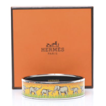 Hermes Enamel Printed Elephants Grazing Wide Bracelet 70 7 of 7