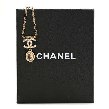 Chanel Crystal Pearl CC Necklace Pearly White Gold 10 of 10