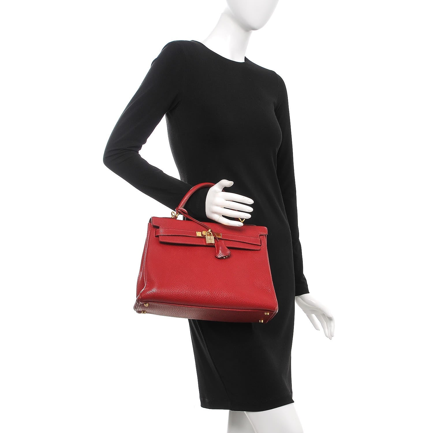 Hermes Taurillon Clemence Retourne Kelly 32 Rouge Garance 3 of 41