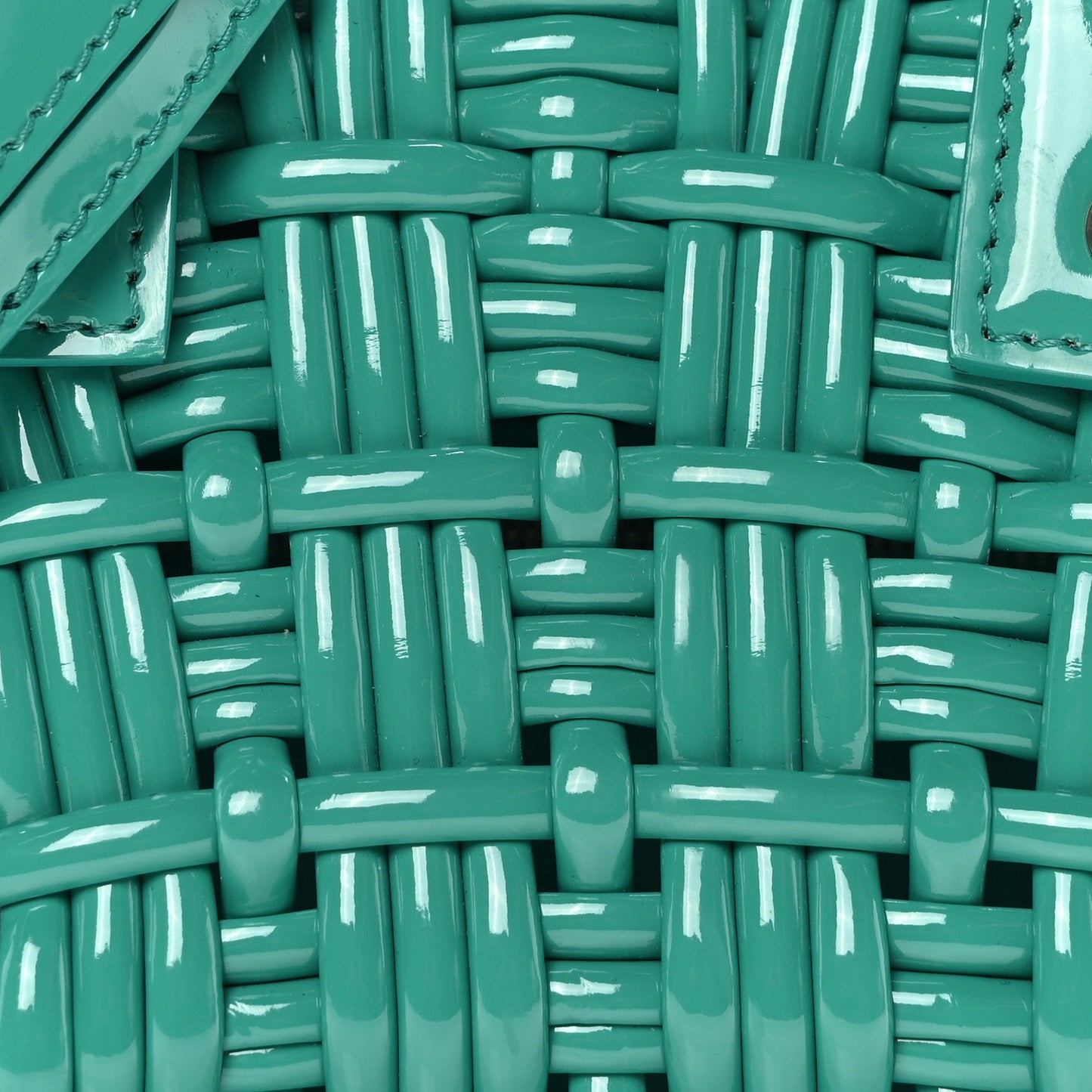 Faux Calfskin Braided Varnished XXS Bistro Basket Green