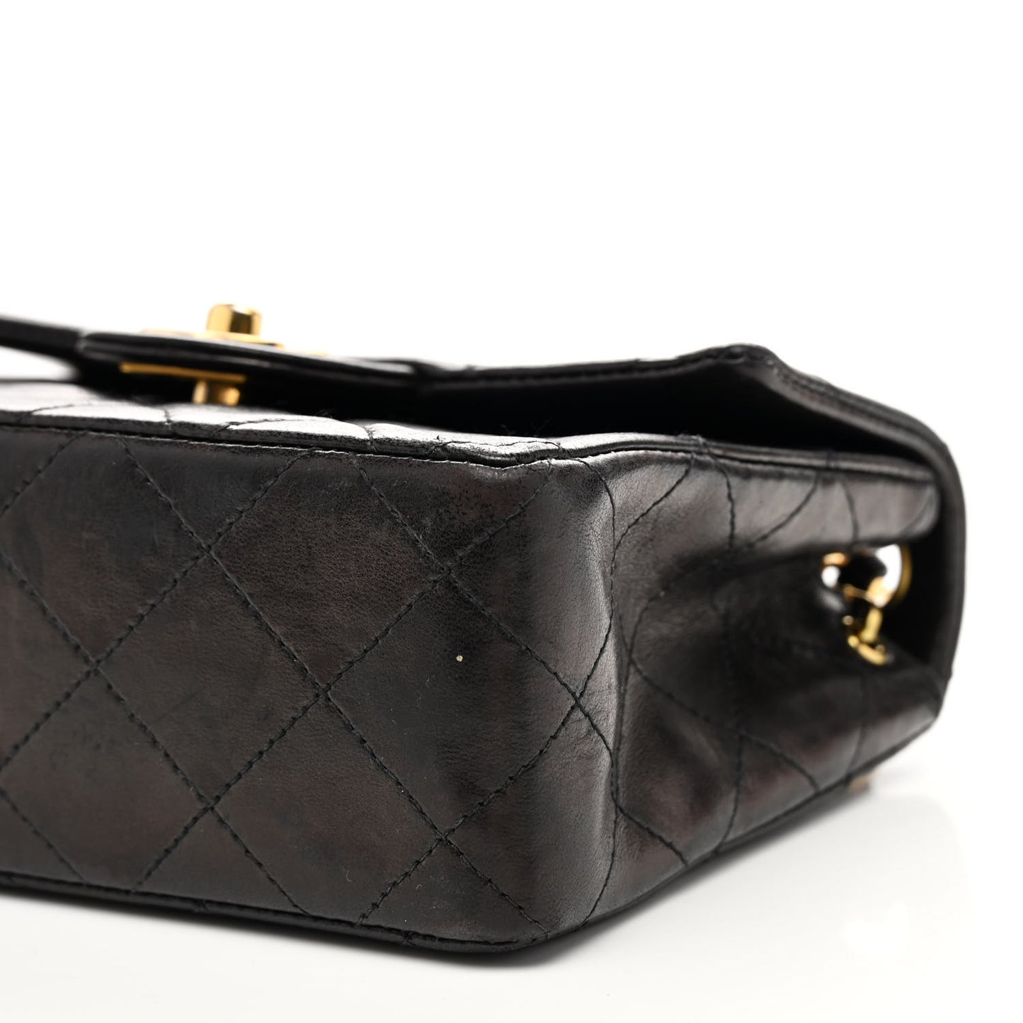 Lambskin Quilted Mini Square Flap Black