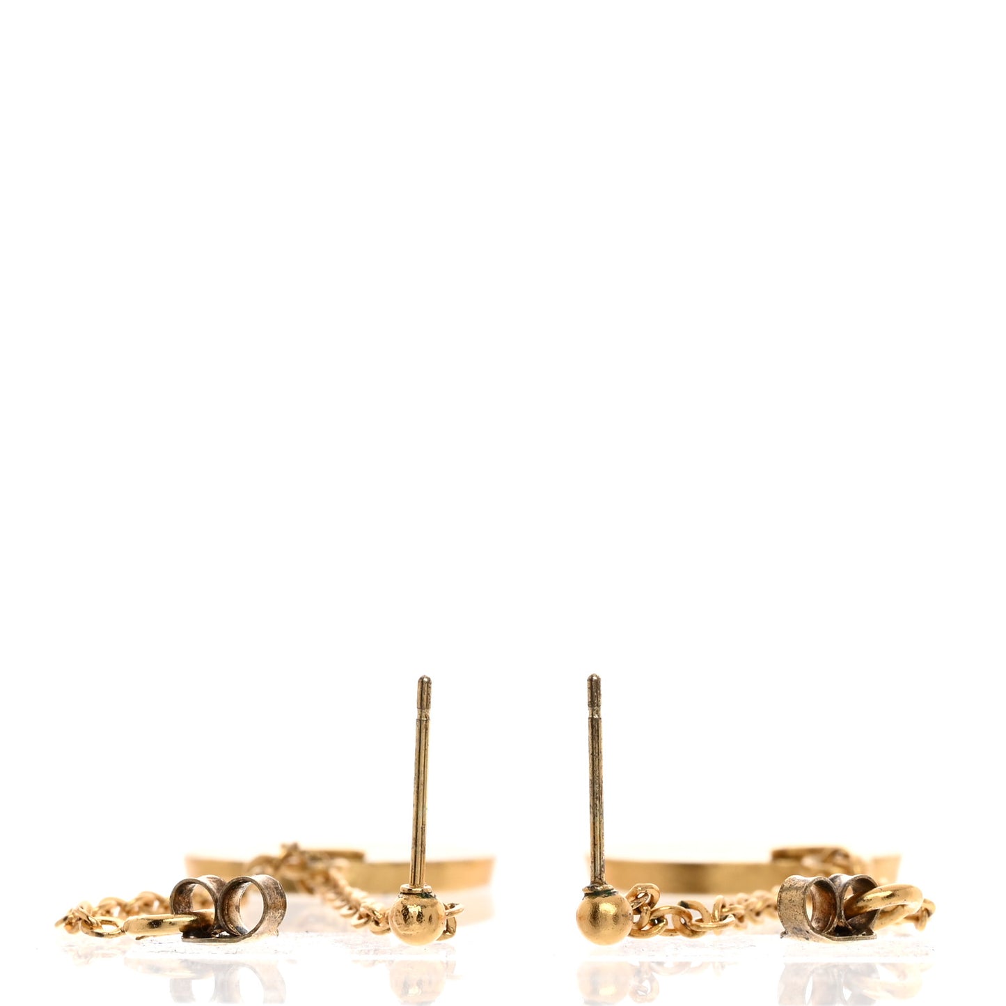 Enamel CC Round Drop Earrings Beige Gold