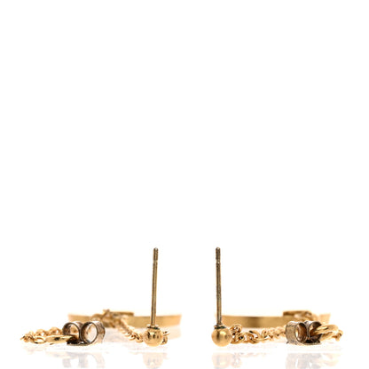 Chanel Enamel CC Round Drop Earrings Beige Gold 4 of 4