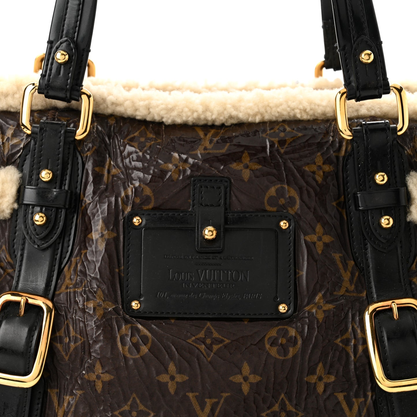 Patent Monogram Shearling Sac Thunder