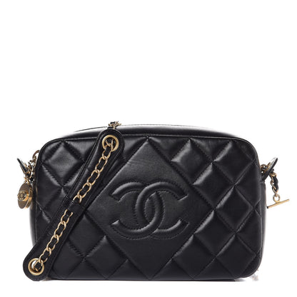 Chanel Lambskin Quilted Small Diamond CC Camera Case Black 1 of 11