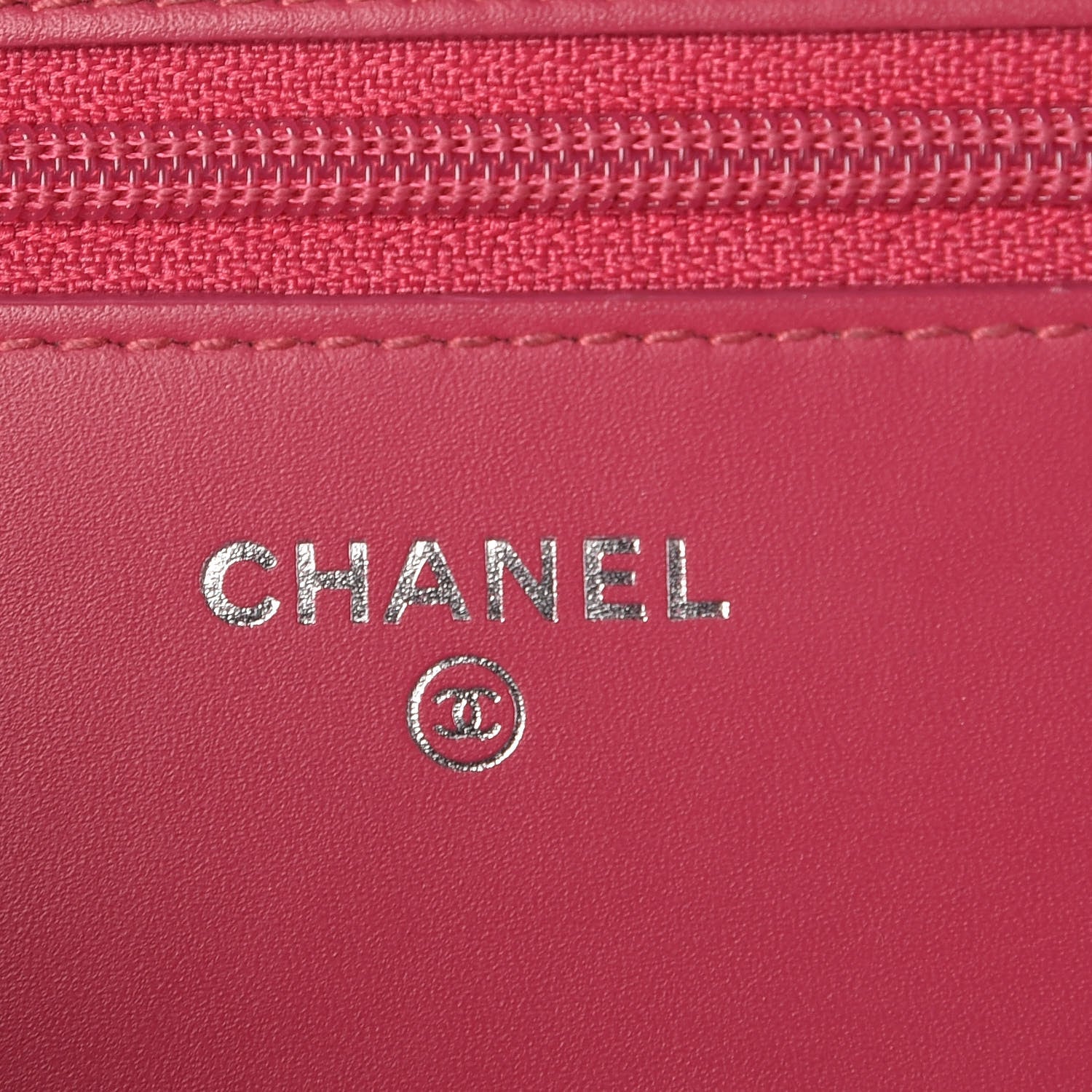 Chanel Patent Quilted Wallet On Chain WOC Dark Pink 8 of 13