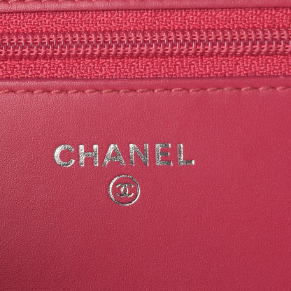 Chanel Patent Quilted Wallet On Chain WOC Dark Pink 8 of 13